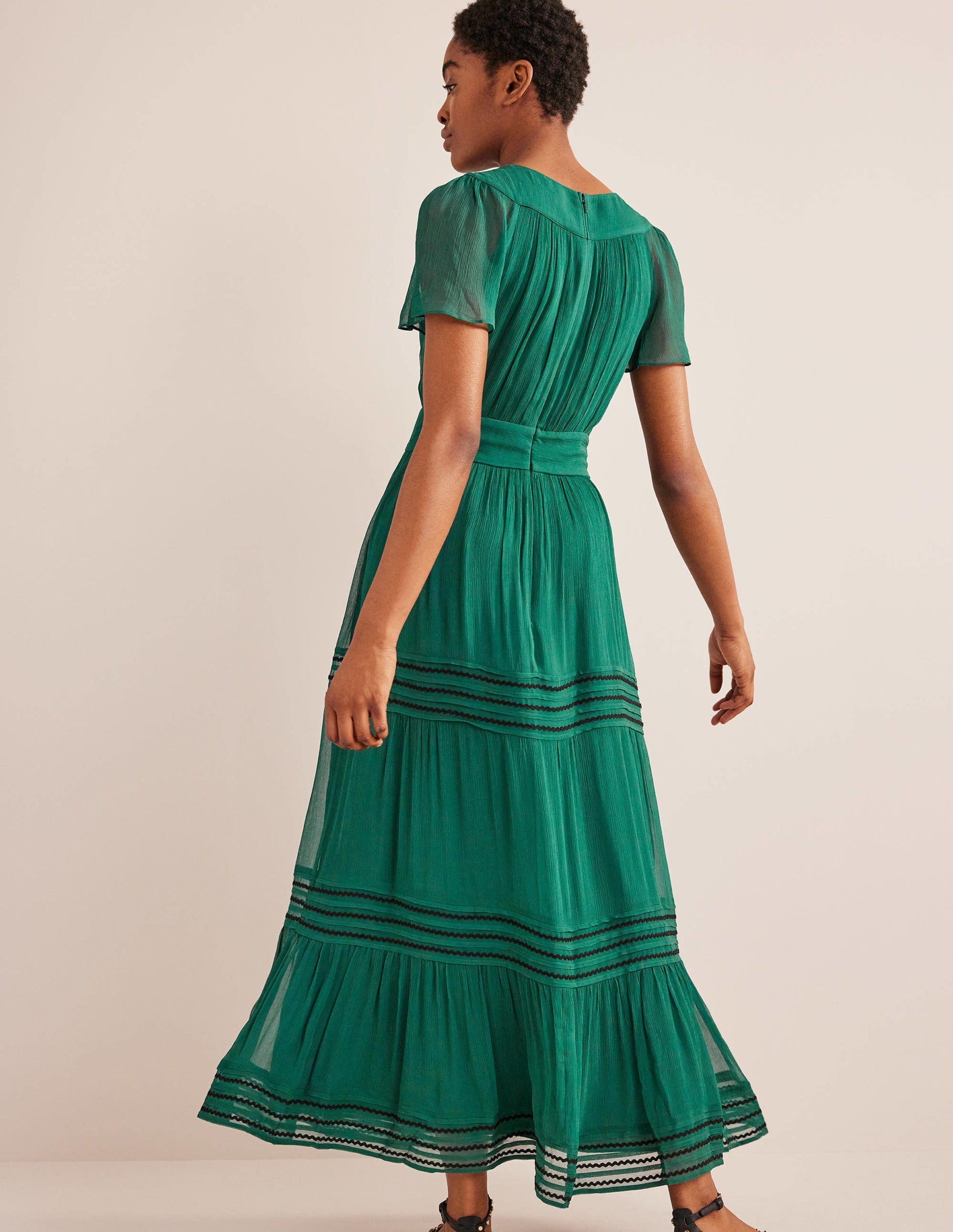 Trim Detail Maxi Dress-Deep Forest-3