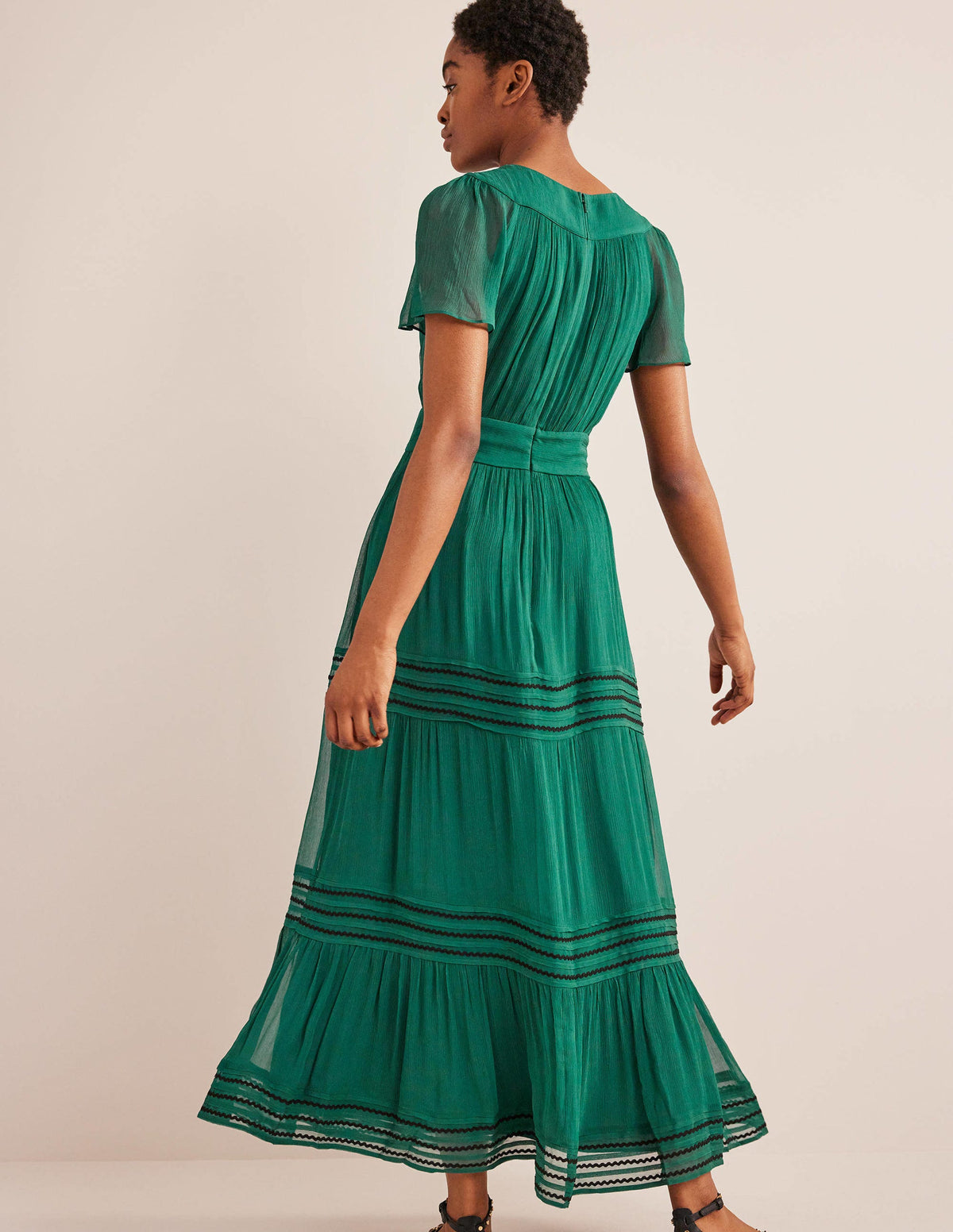 Trim Detail Maxi Dress-Deep Forest - Image 3