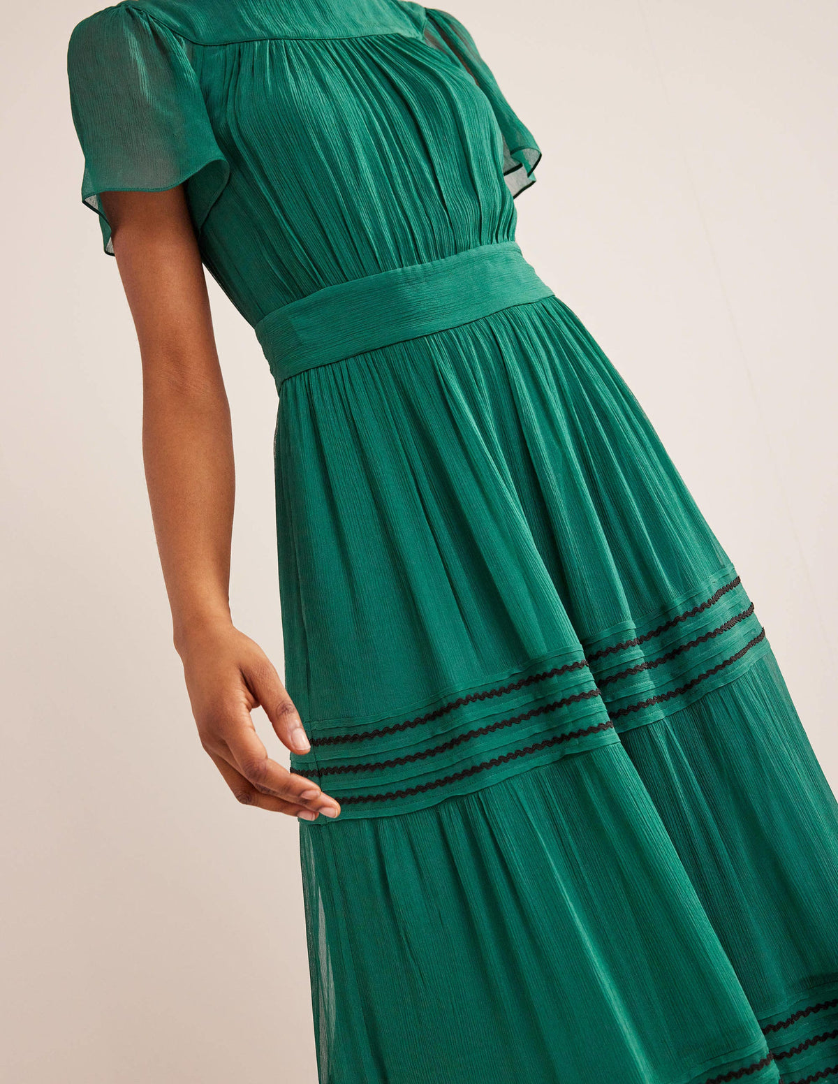 Trim Detail Maxi Dress-Deep Forest-4