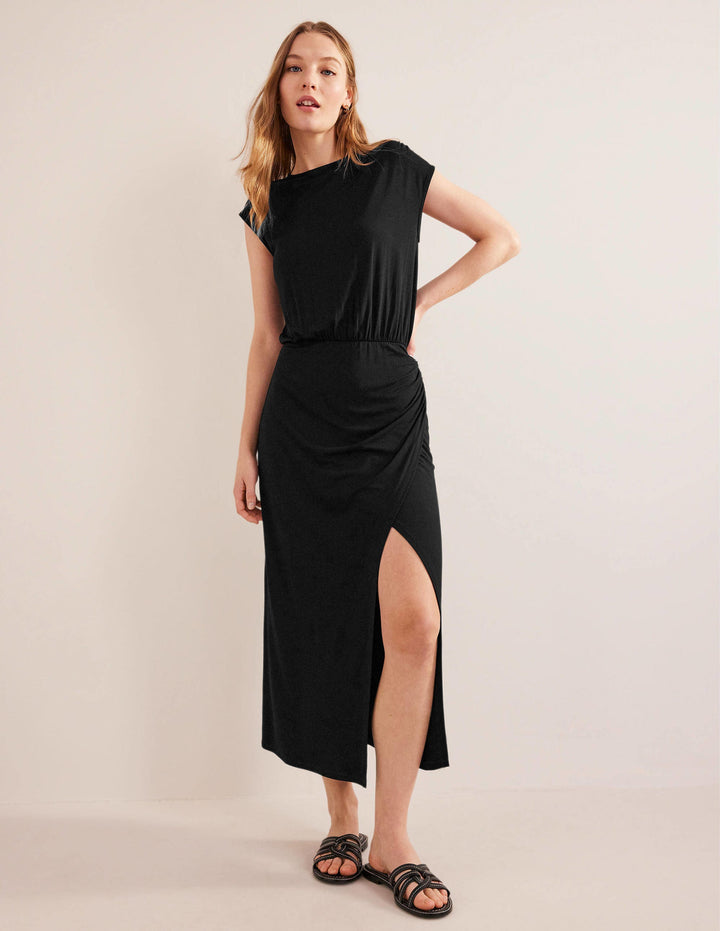 Column Jersey Maxi Dress-Black