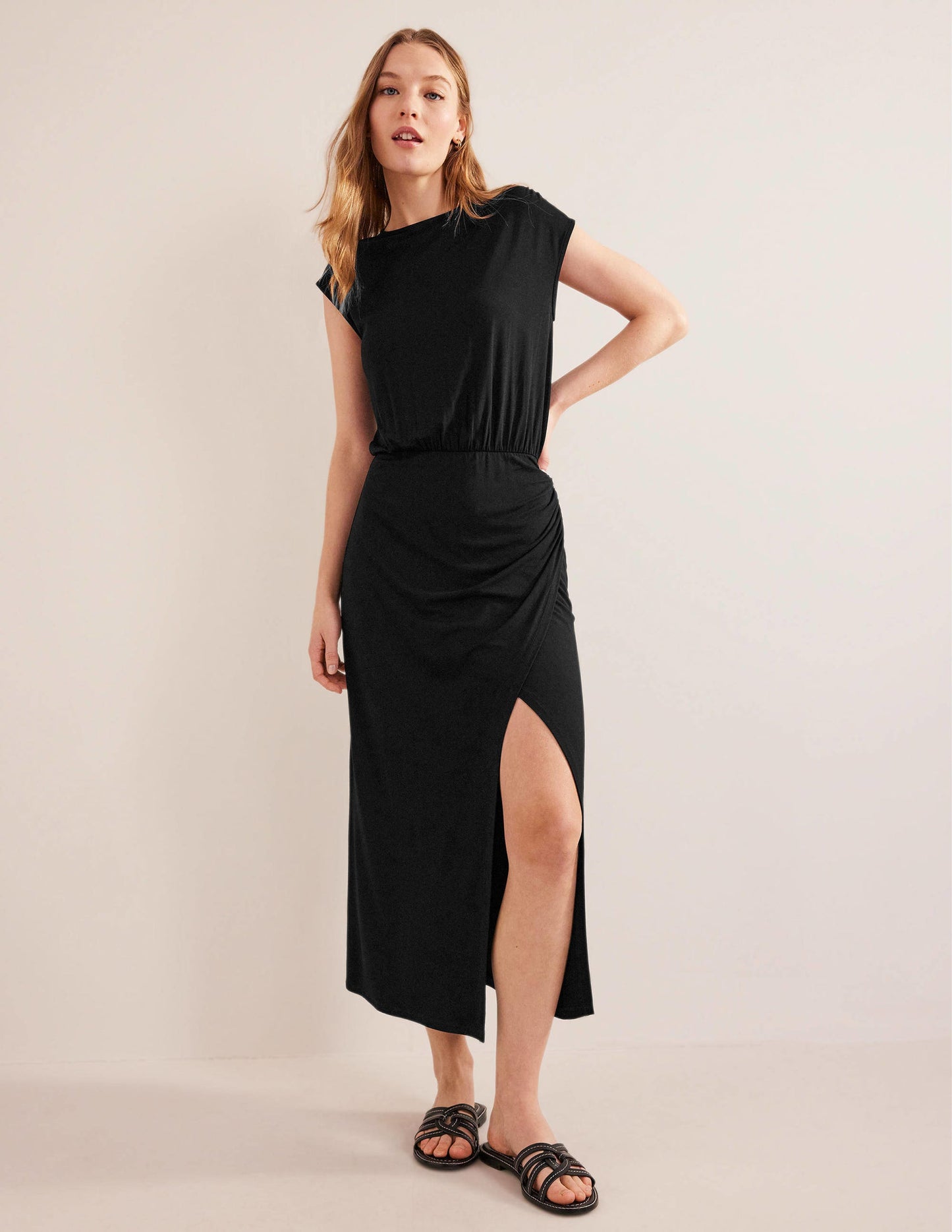 Column Jersey Maxi Dress-Black