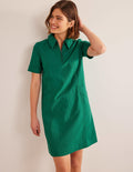 Zip Detail Mini Shift Dress-Bottle Green