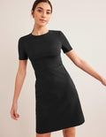 Jersey Mini Shift Dress-Black