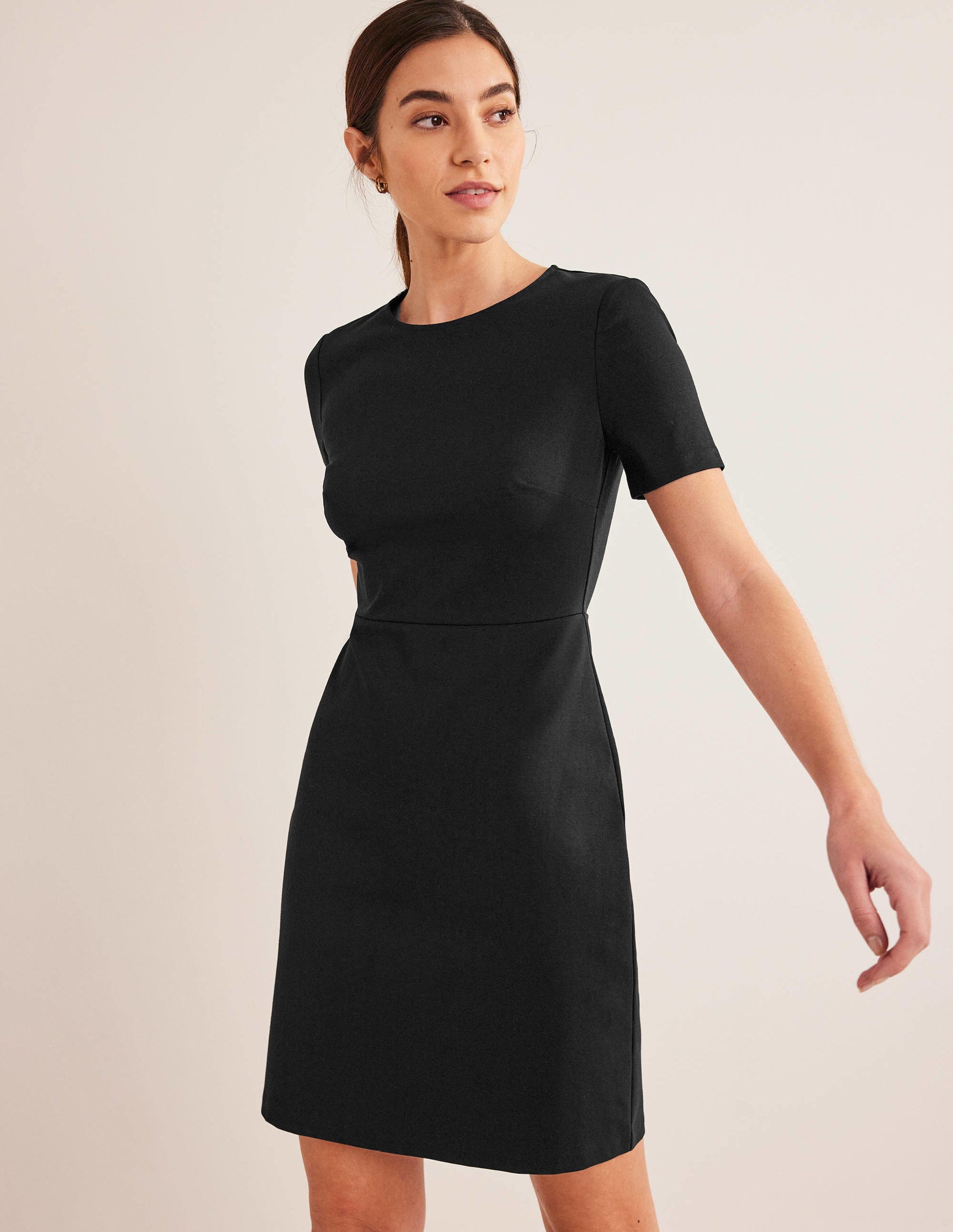 Jersey Mini Shift Dress-Black-4