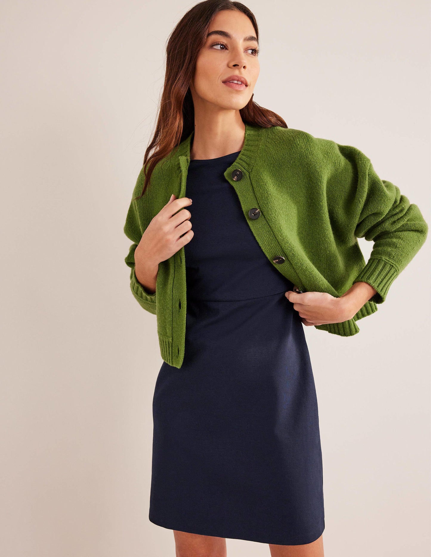 Jersey Mini Shift Dress-Navy