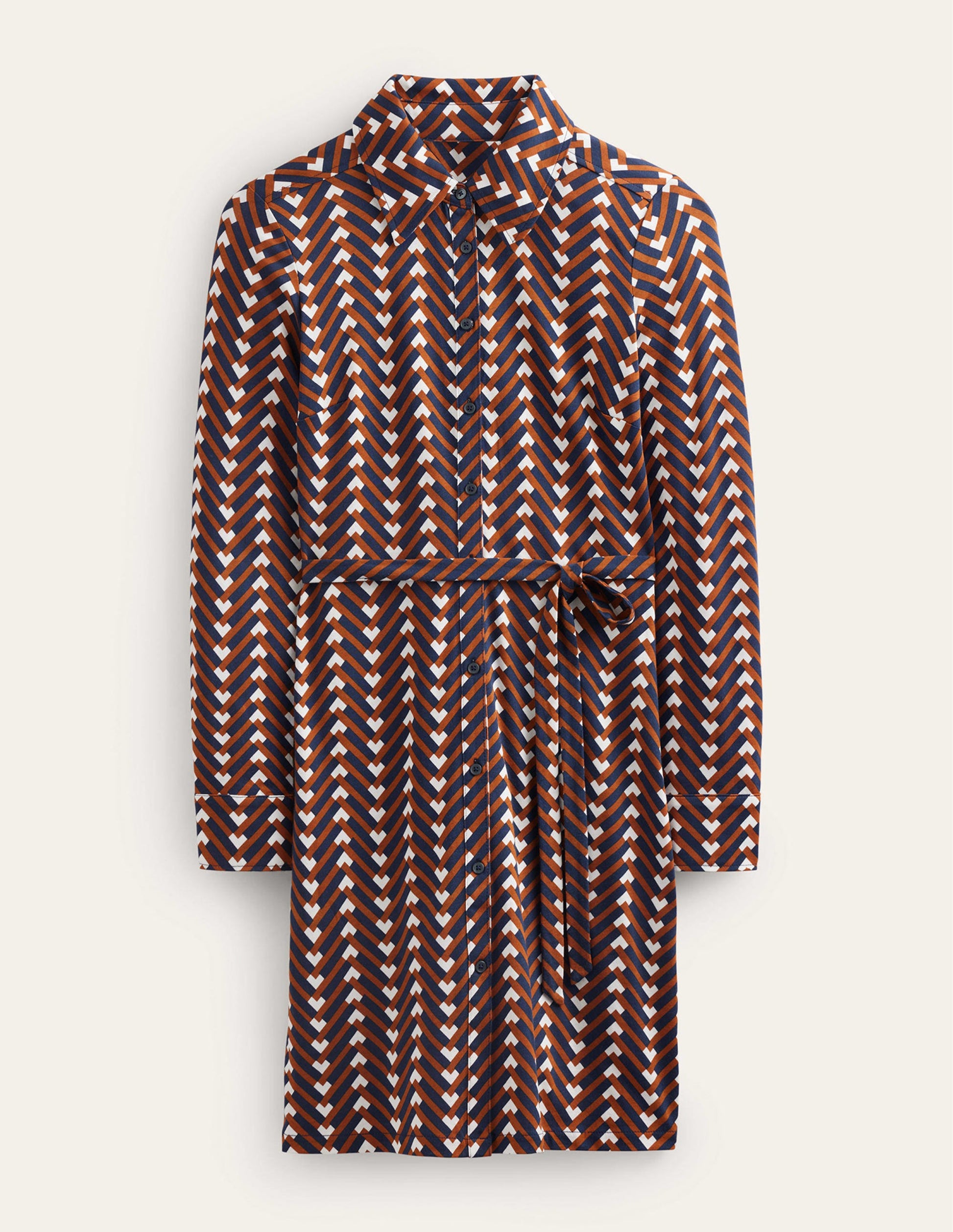 Jessie Jersey Shirt Dress-Pumpkin, Chevron Geo-6