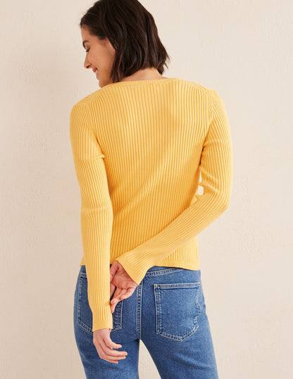 Ribbed Detail Cardigan-Sweet Honeycomb-3