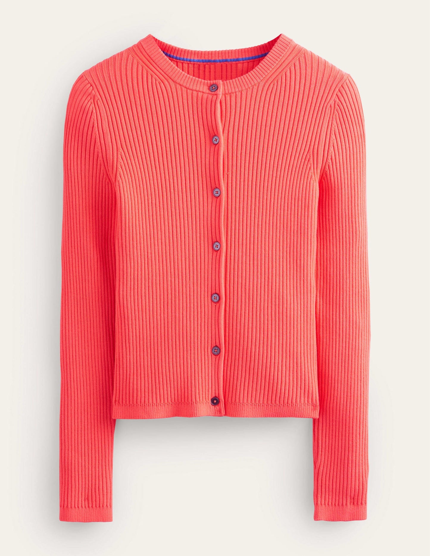 Ribbed Detail Cardigan-Watermelon Punch