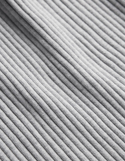 Ribbed Vest Top-Pale Grey Melange