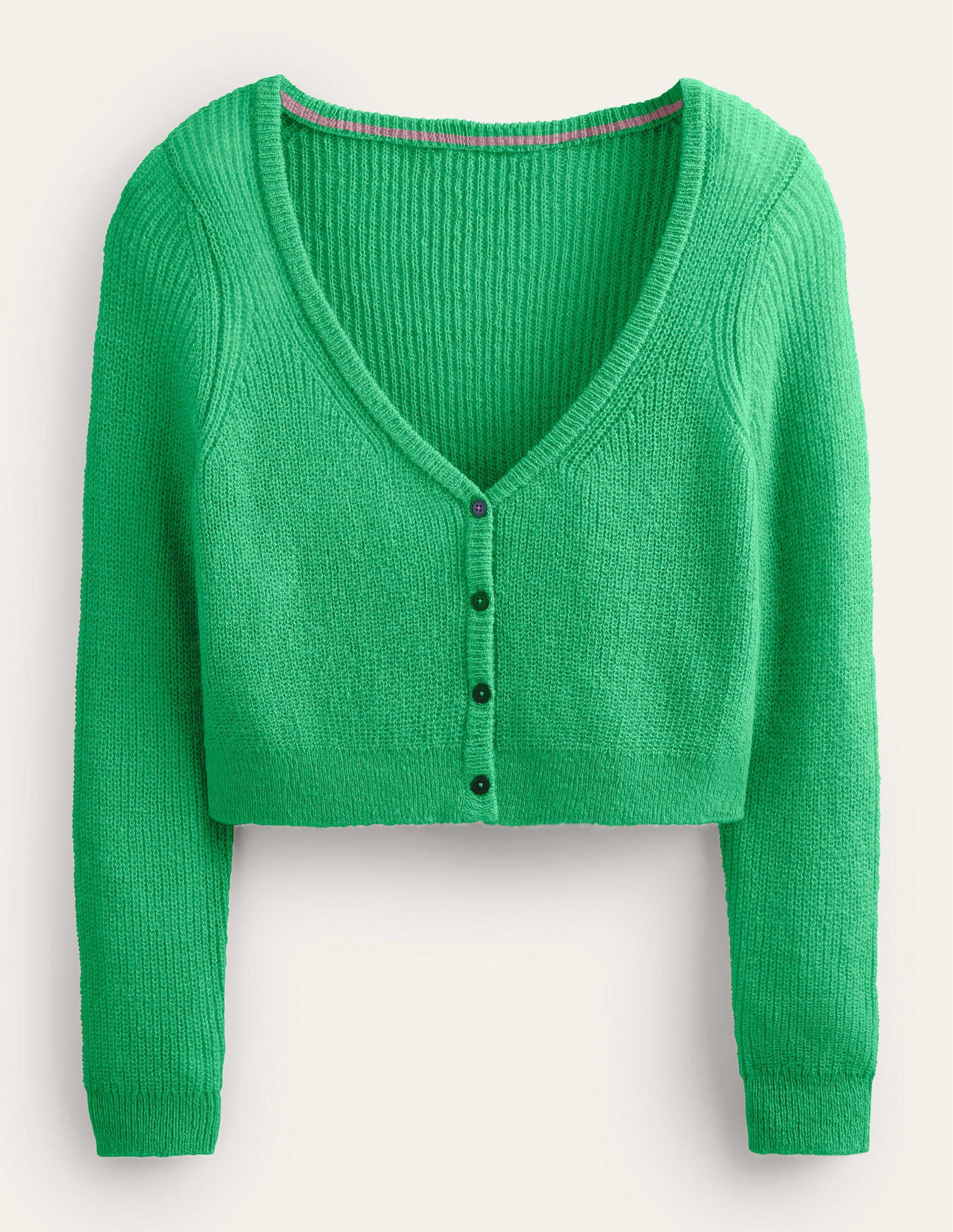 Cropped Fluffy Cardigan-Bright Green-5