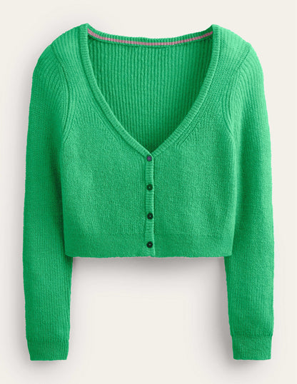 Cropped Fluffy Cardigan-Bright Green-5