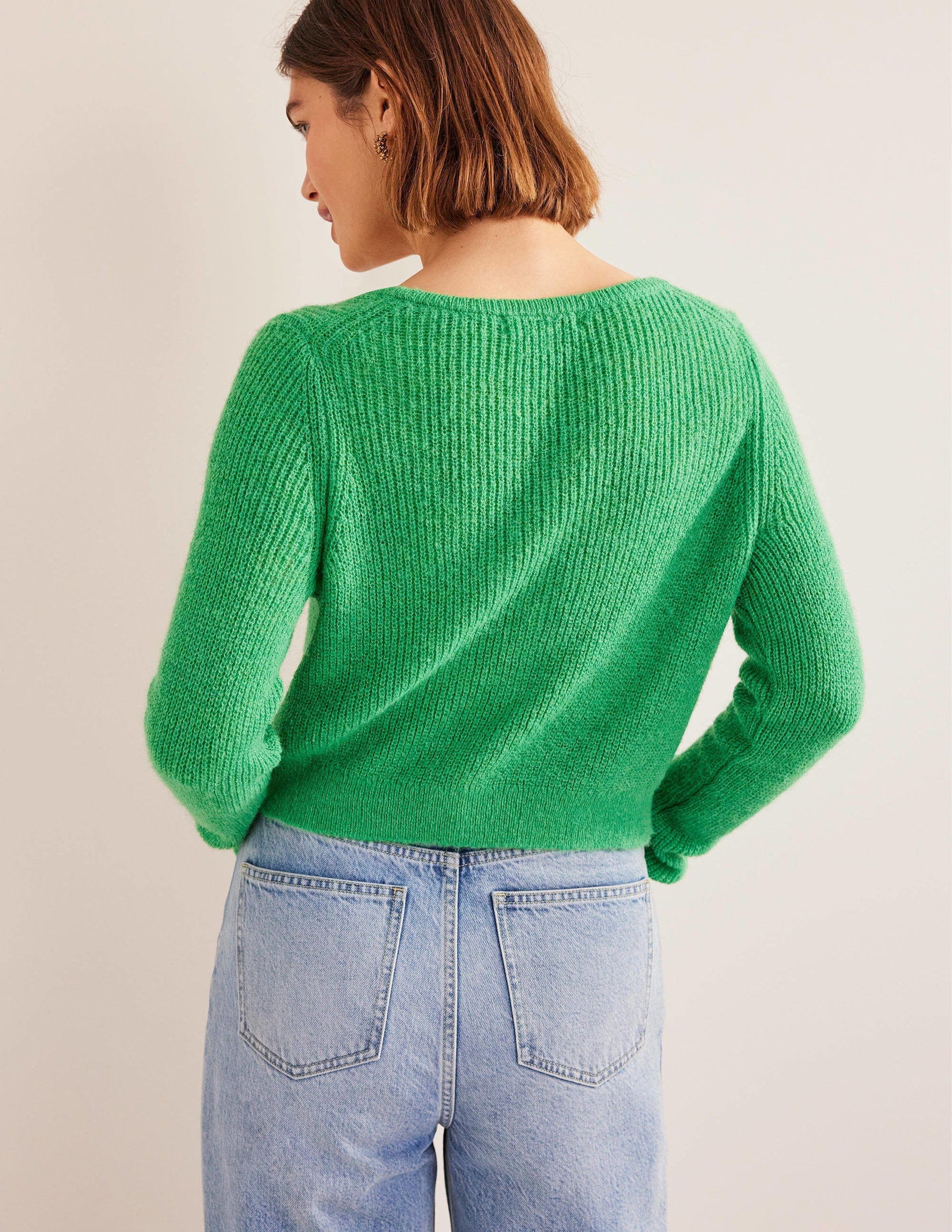 Cropped Fluffy Cardigan-Bright Green-3