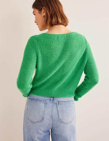 Cropped Fluffy Cardigan-Bright Green-3