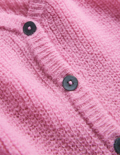 Cropped Fluffy Cardigan-Lavender Rose