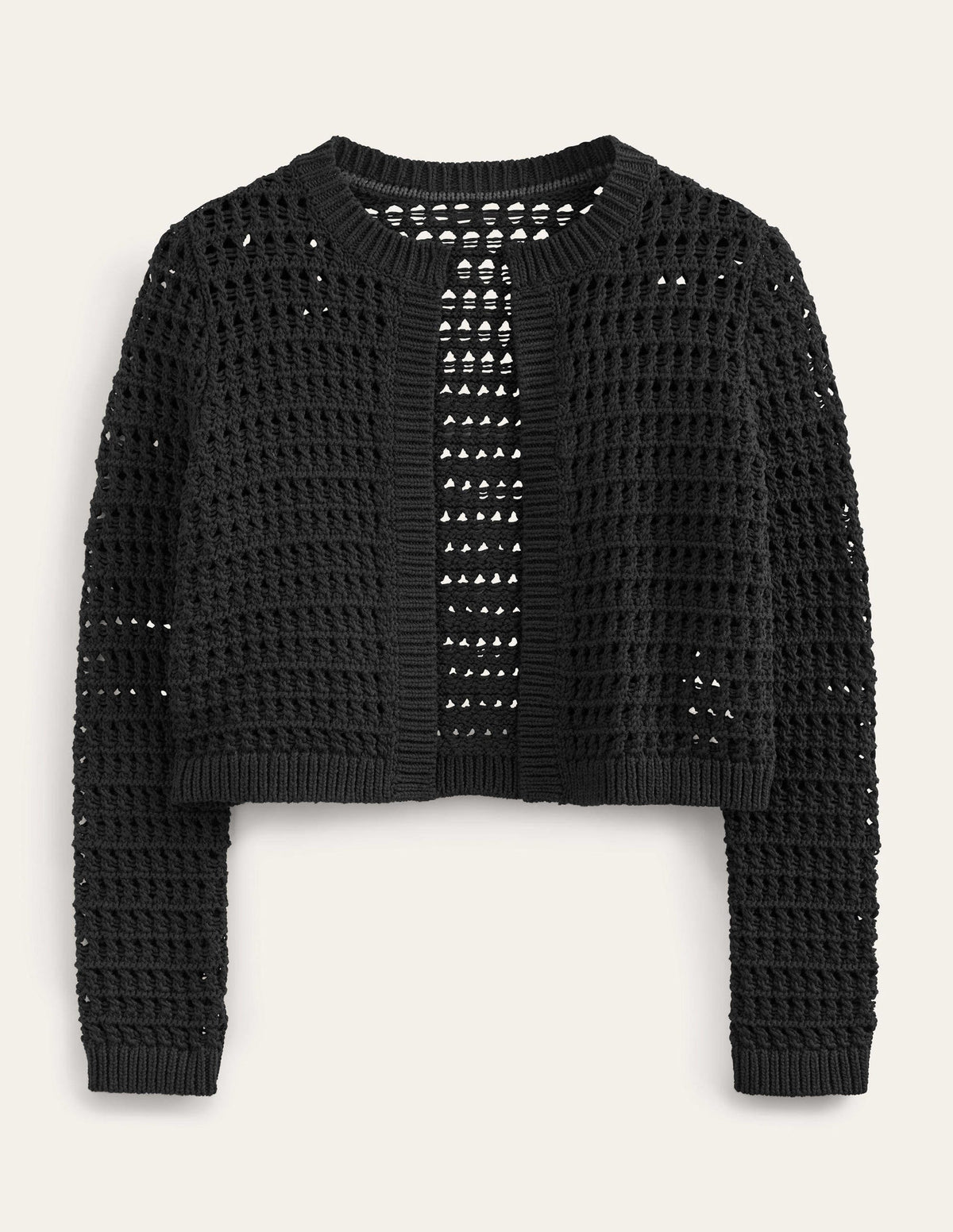 Cropped Crochet Cardigan-Black - Image 5