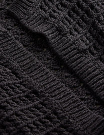 Cropped Crochet Cardigan-Black-6