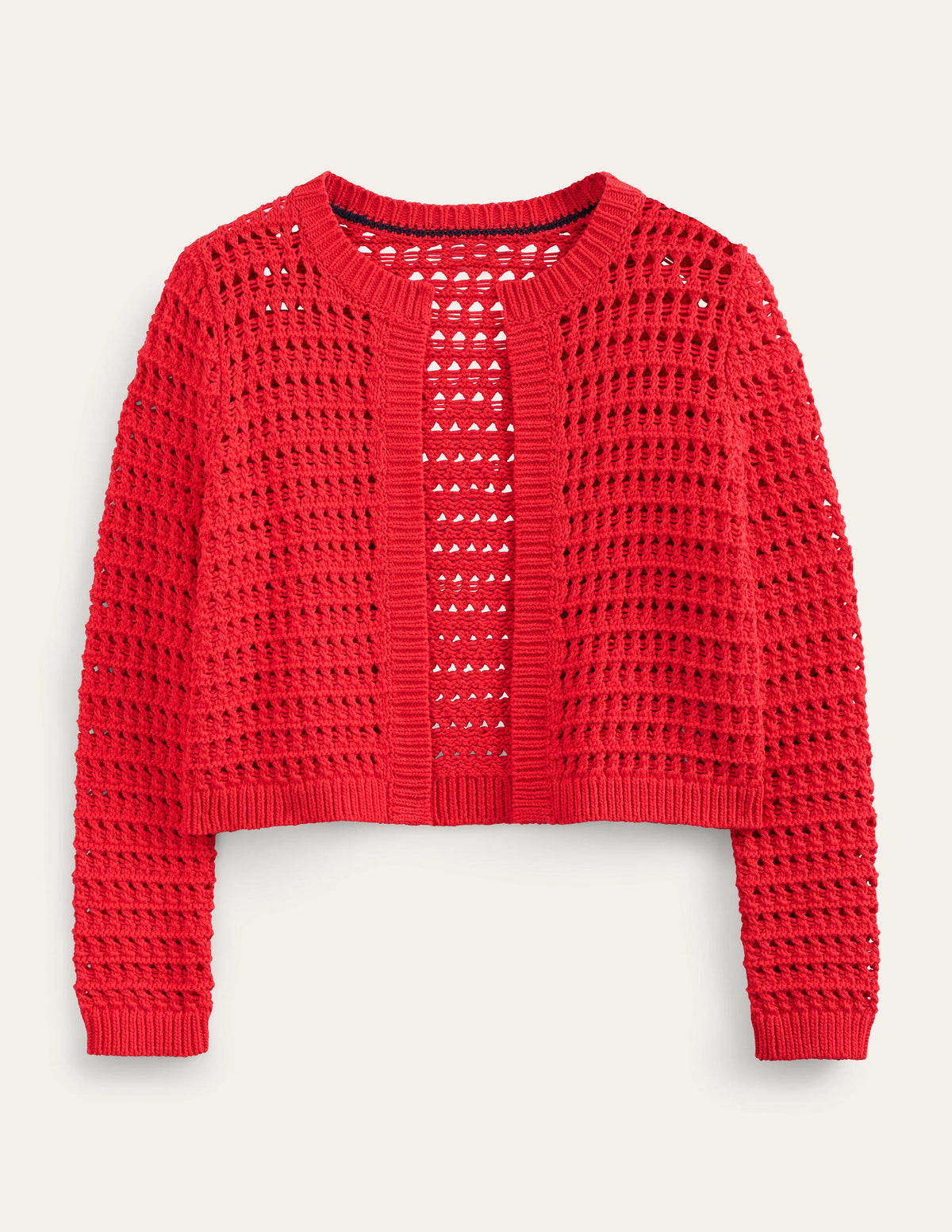 Cropped Crochet Cardigan-High Risk Red - Image 5