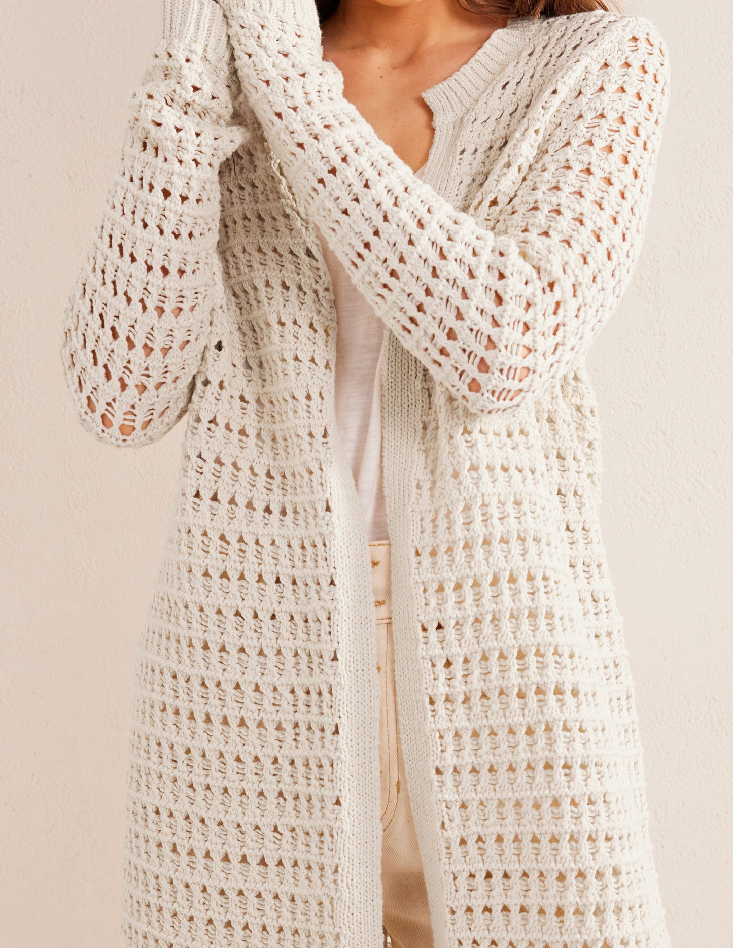 Crochet Coatigan-Warm Ivory