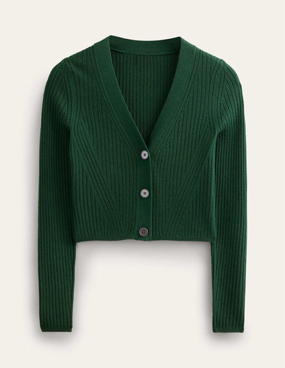 Merino Cropped RIb Cardigan-Emerald Night-6
