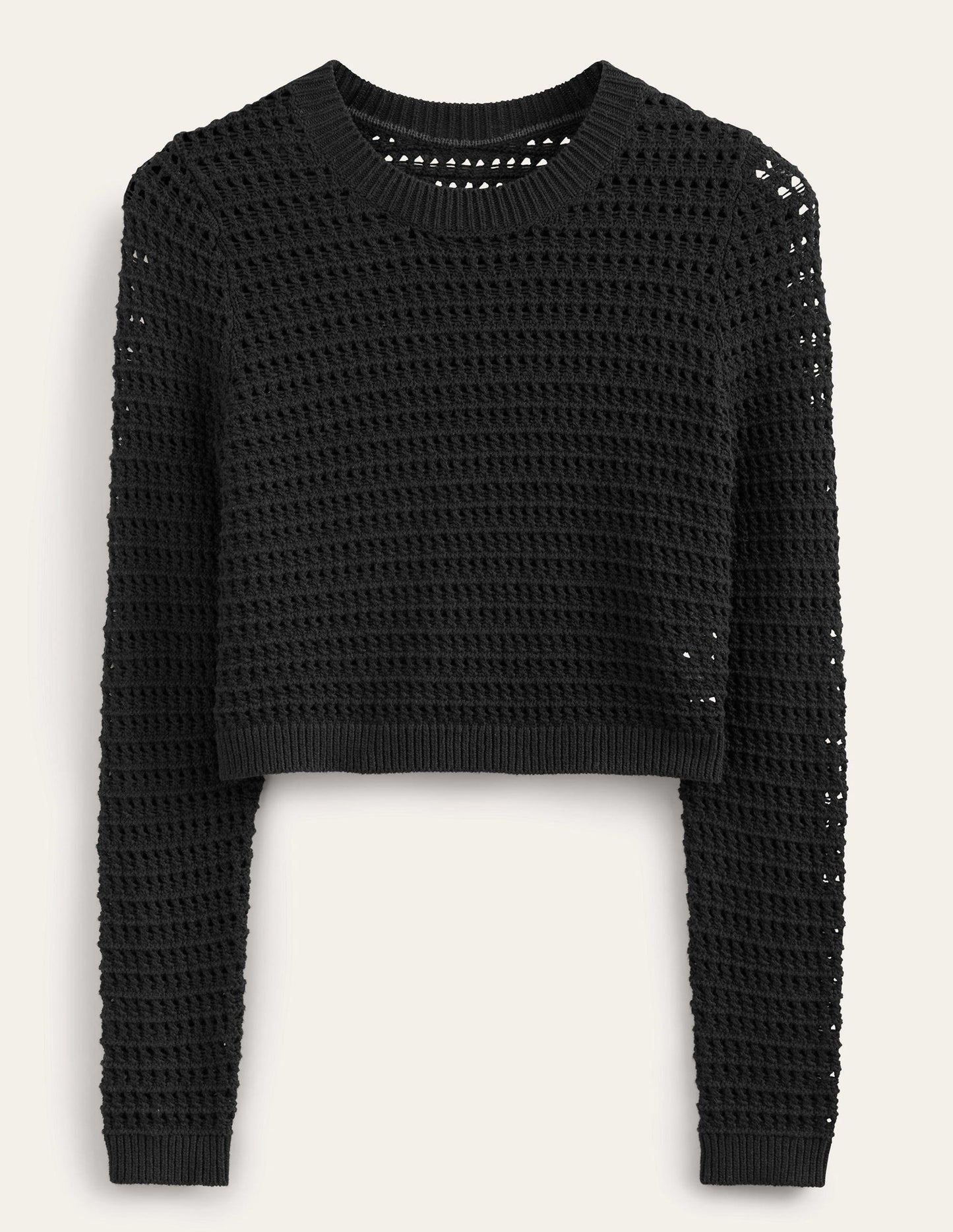 Cropped Crochet Jumper-Black