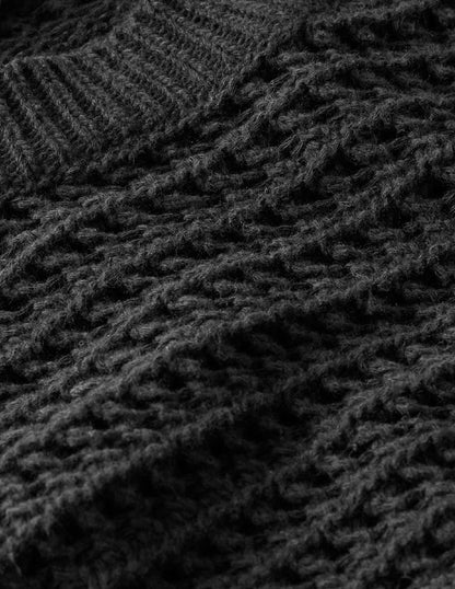 Cropped Crochet Jumper-Black-6