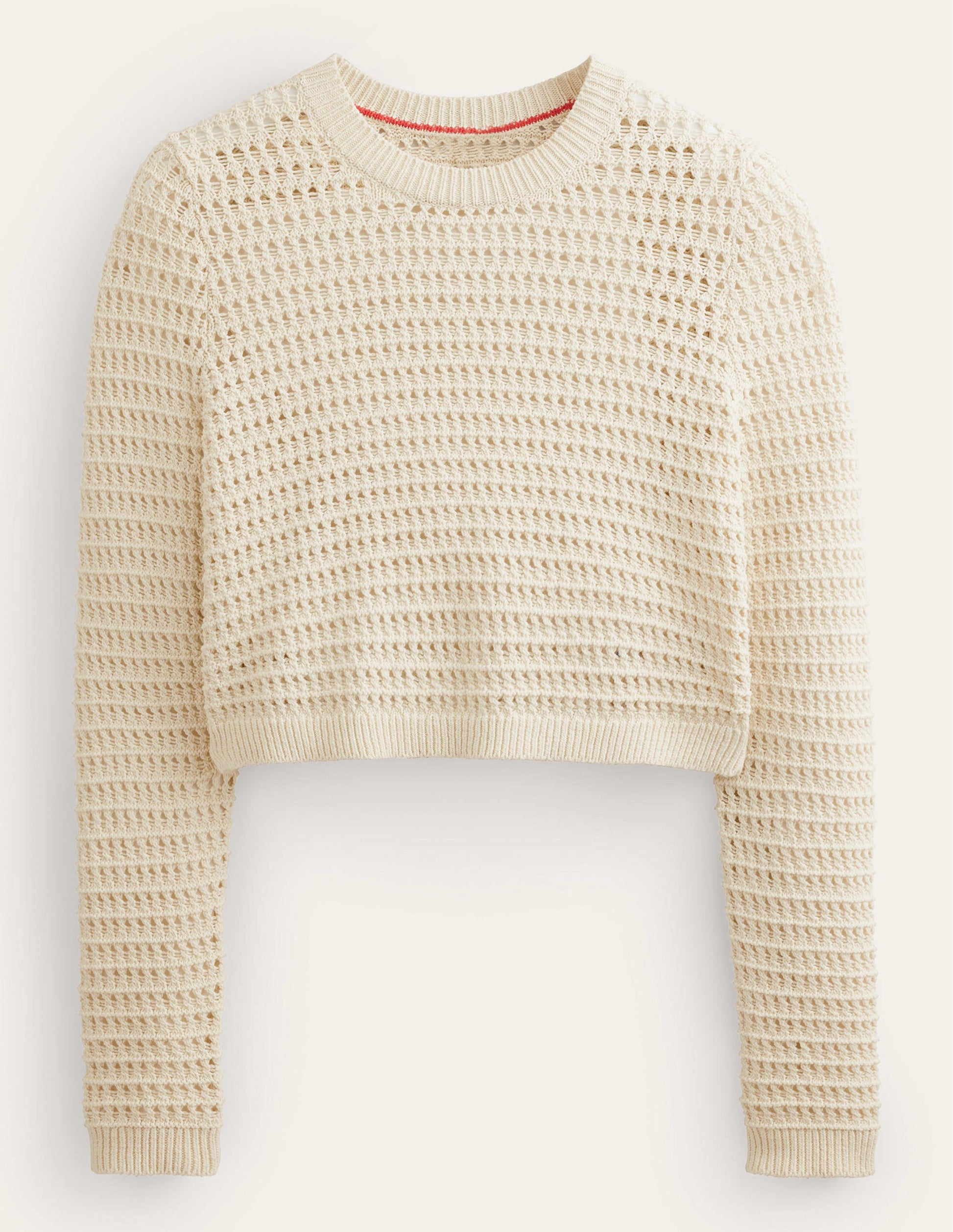 Cropped Crochet Jumper-Warm Ivory-6
