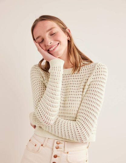 Cropped Crochet Jumper-Warm Ivory-5