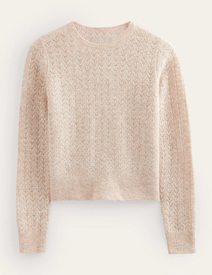 Fluffy Pointelle Jumper-Oatmeal Melange-6