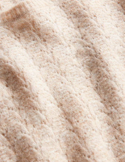 Fluffy Pointelle Jumper-Oatmeal Melange-7