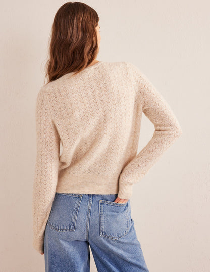 Fluffy Pointelle Jumper-Oatmeal Melange-3