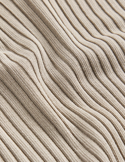 Ribbed Slash Neck Jumper-Stone-6