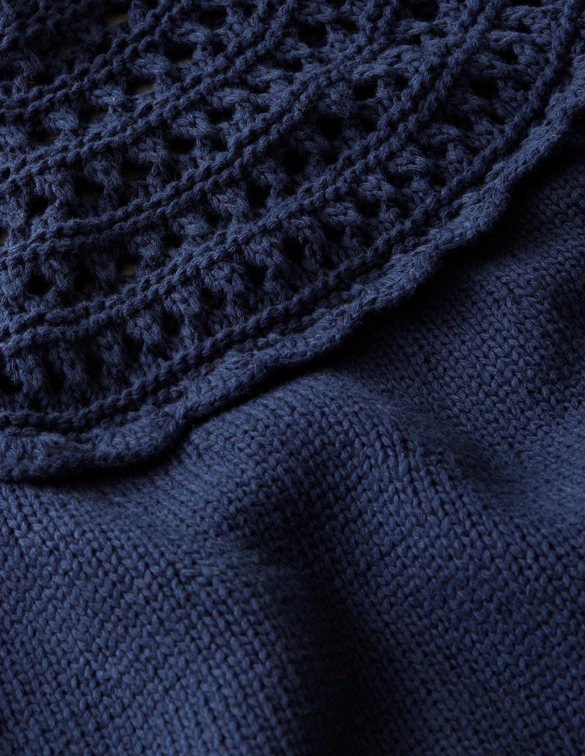 Crochet Yoke Jumper-Navy-6