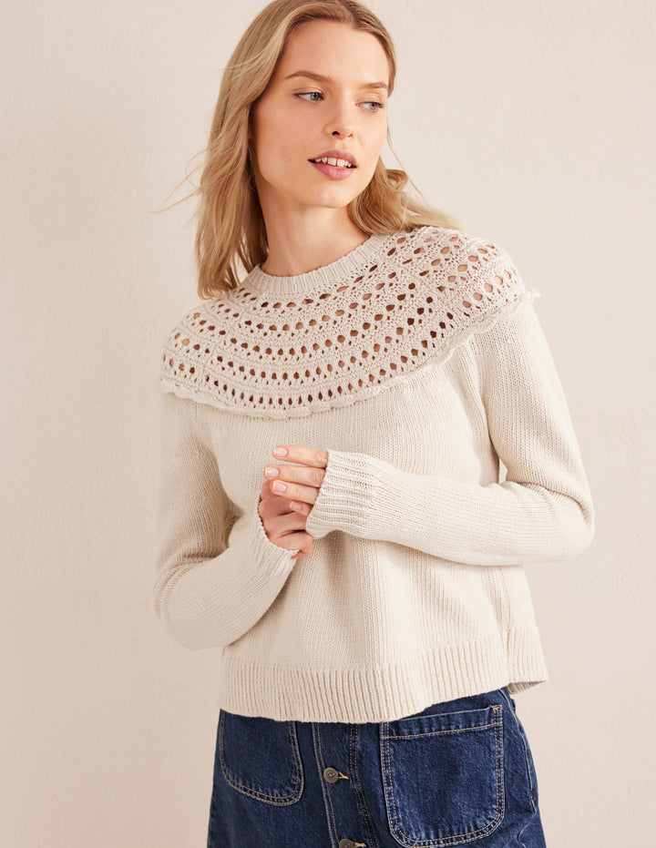 Crochet Yoke Jumper-Shearling