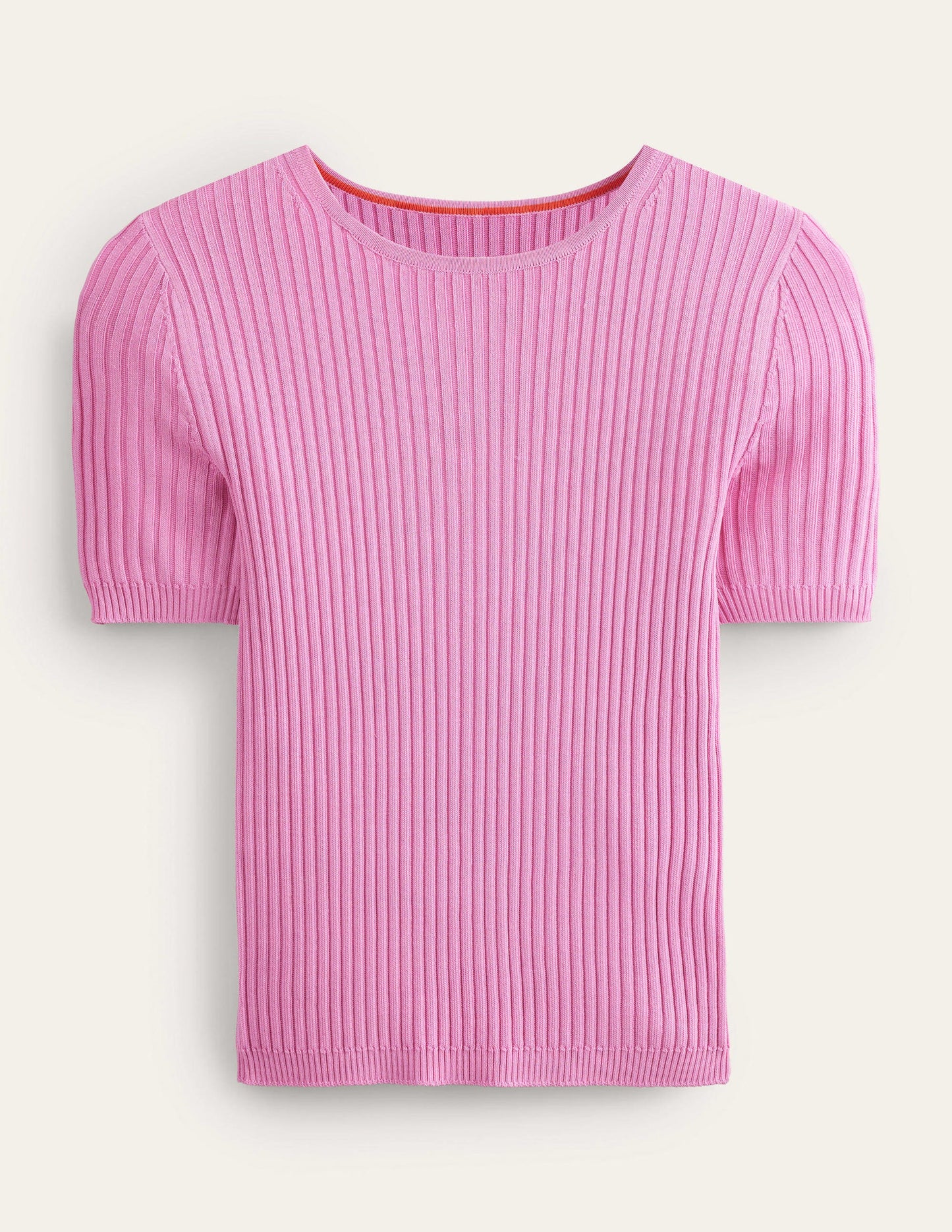 Ribbed Knitted T-Shirt-Pink Lemonade