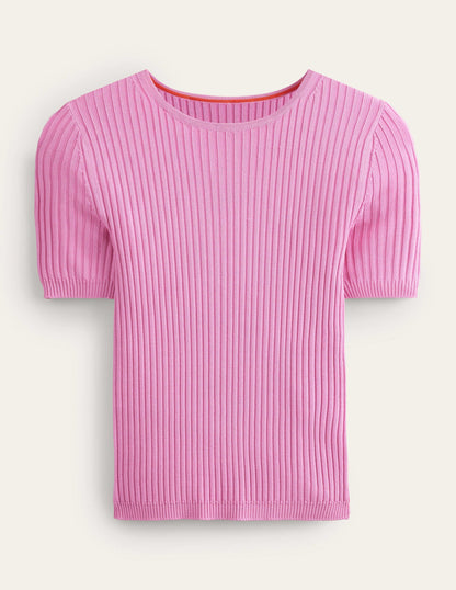 Ribbed Knitted T-Shirt-Pink Lemonade-5