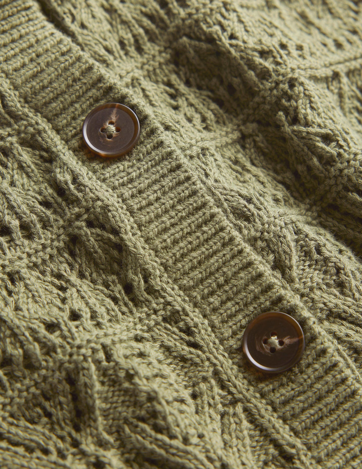 Pointelle Crew Neck Cardigan-Spruce Green - Image 6