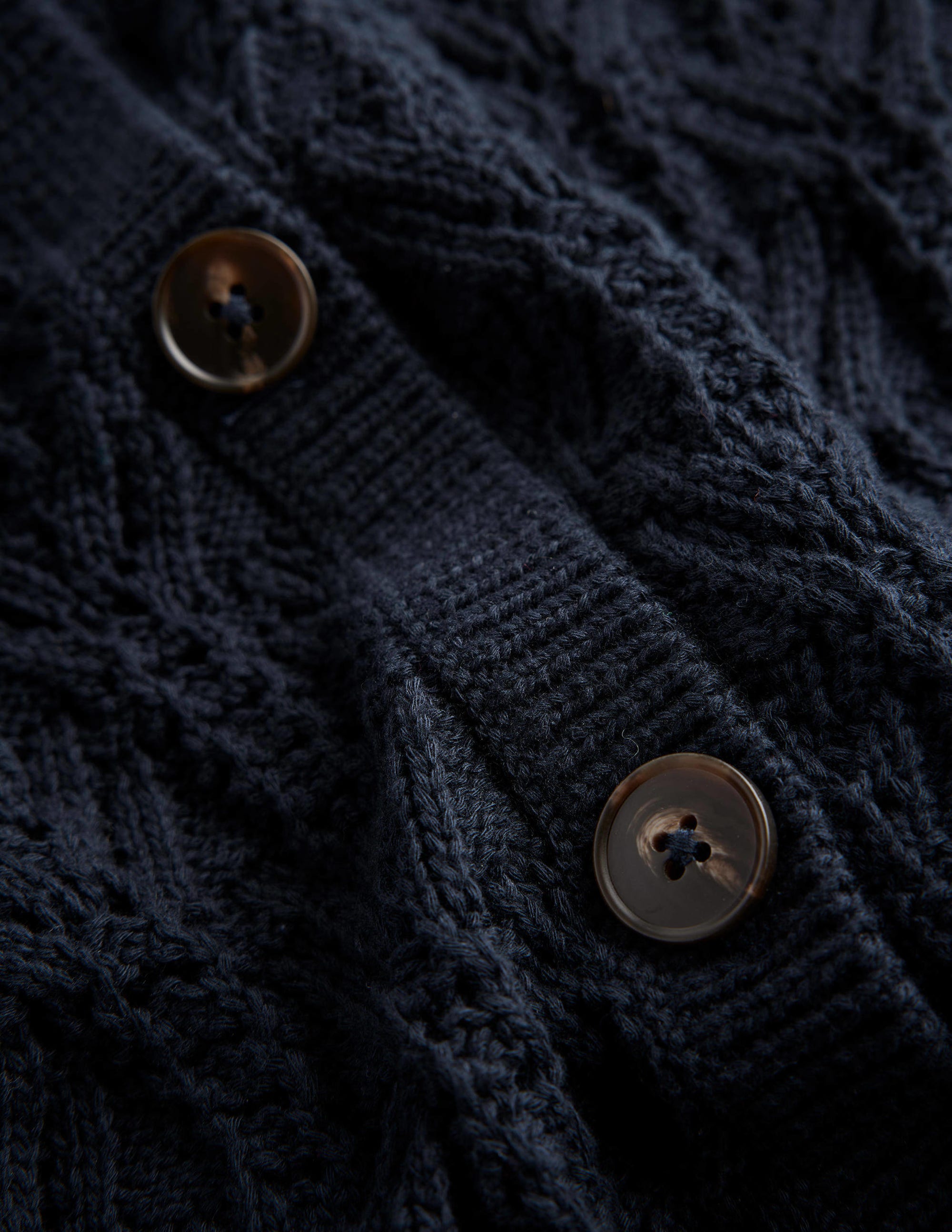 Pointelle Cotton Cardigan-Navy - Image 6