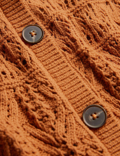 Pointelle Cotton Cardigan-Maple-6
