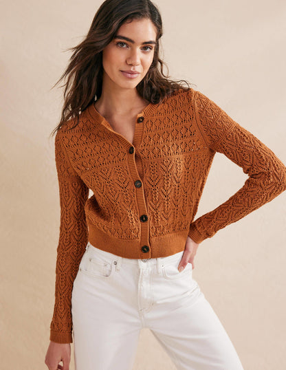 Pointelle Cotton Cardigan-Maple-4