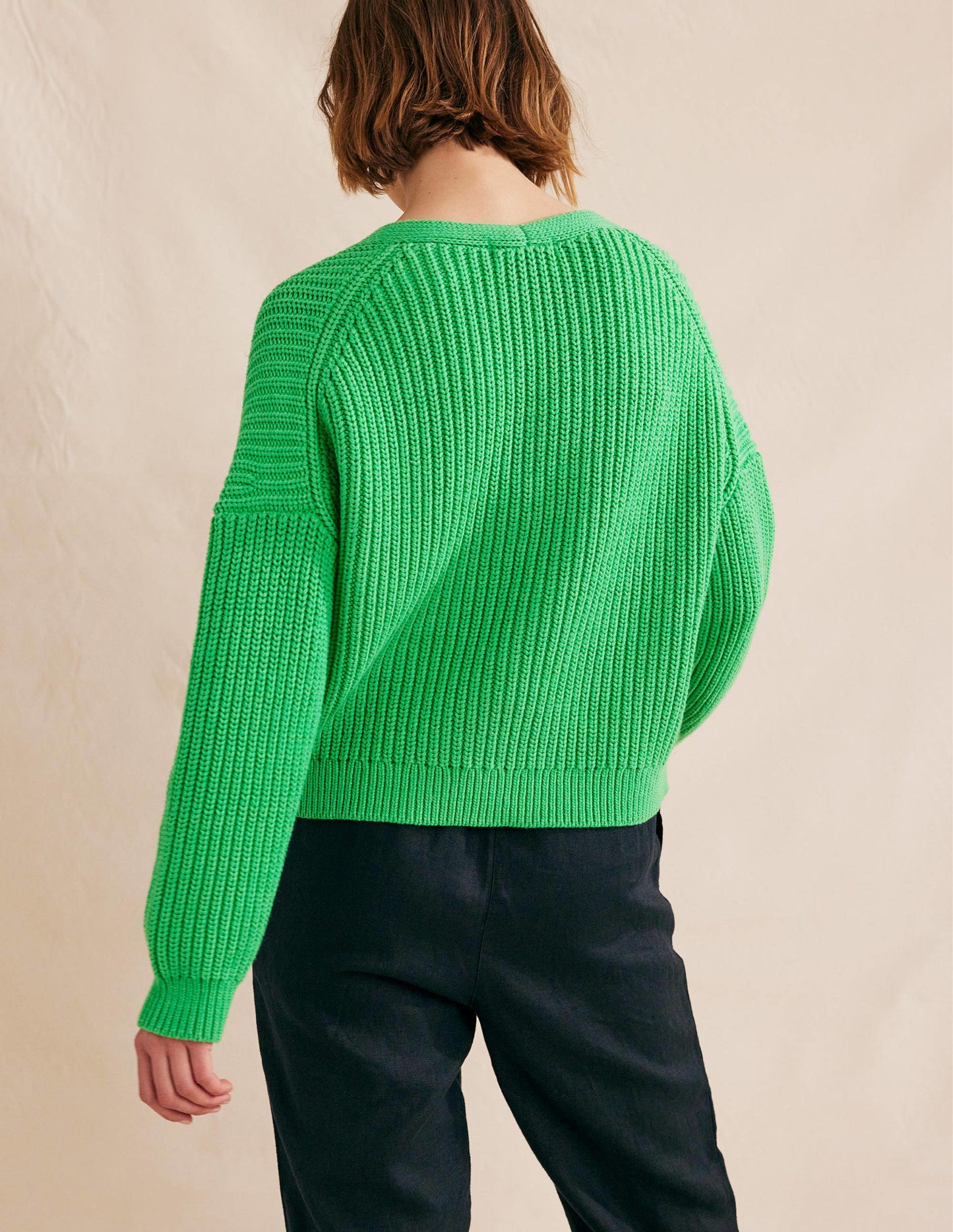 Oversized Ribbed Cardigan-Bright Green