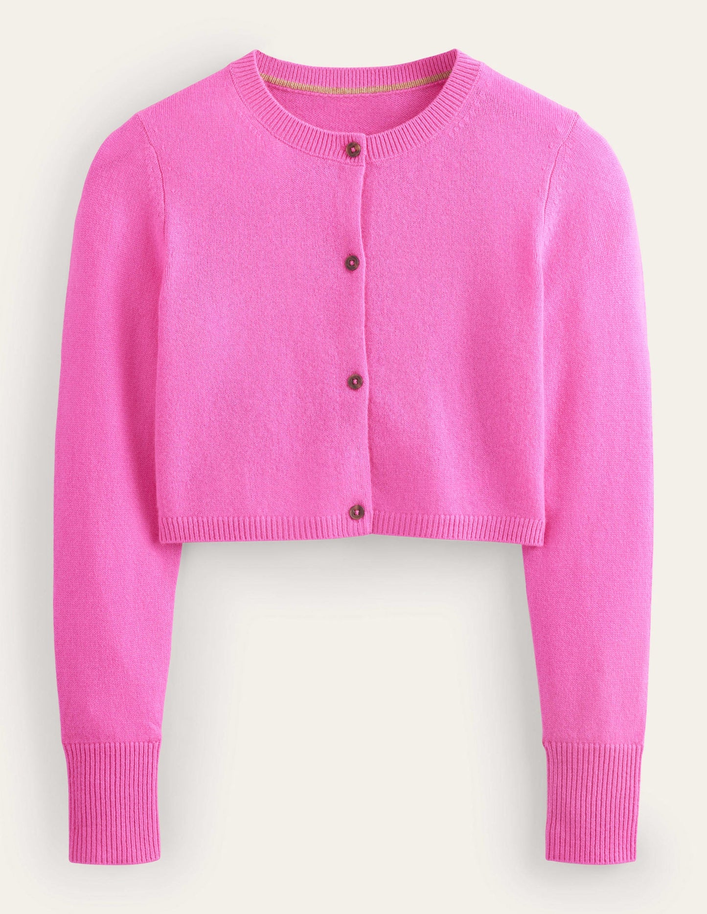 Cropped Cashmere Cardigan-Neon Pink