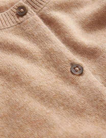 Cropped Cashmere Cardigan-Camel Melange-7
