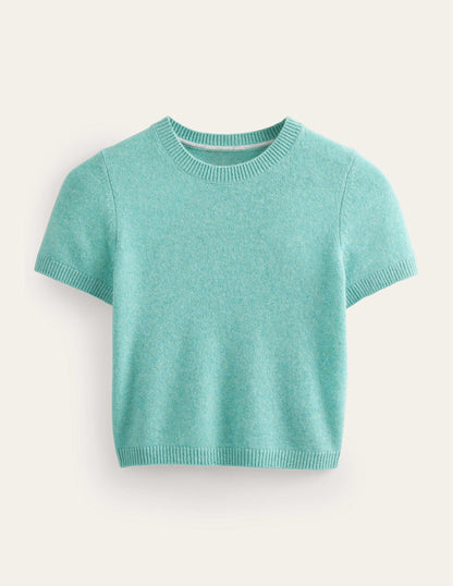 Cropped Cashmere T-Shirt-Indian Ocean