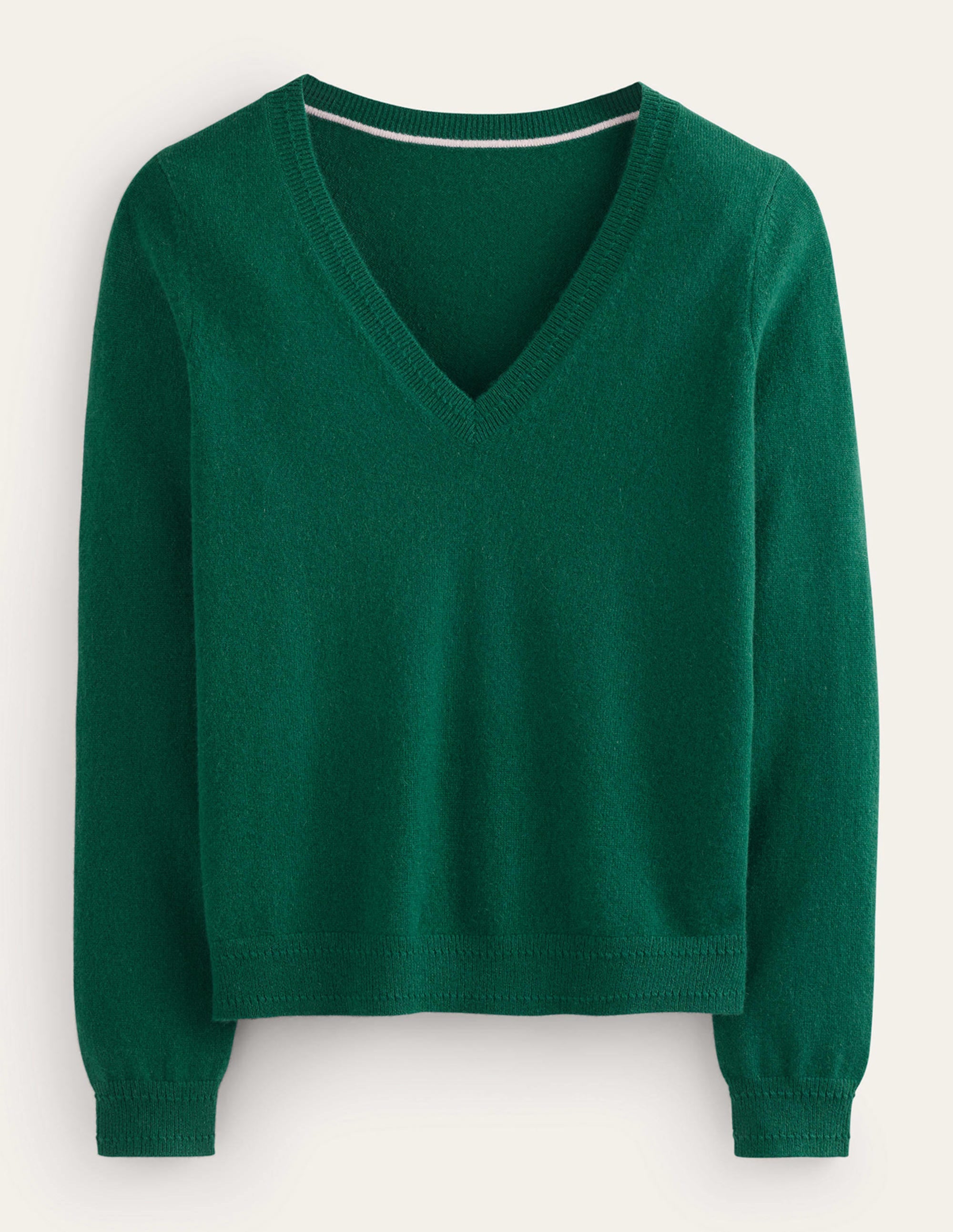 Eva Cashmere V-neck Jumper-Deep Forest - Image 6