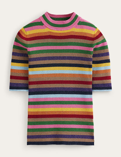 Sparkle High Neck Top-Sparkle Multi Stripe-5
