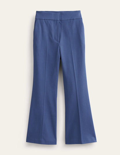 Bi-Stretch Crop Flare Trousers-True Blue-6