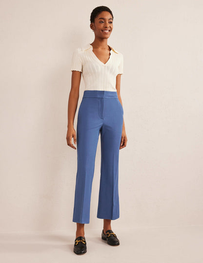 Bi-Stretch Crop Flare Trousers-True Blue-1