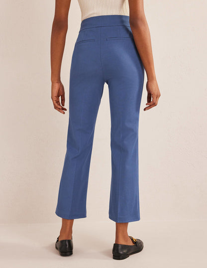 Bi-Stretch Crop Flare Trousers-True Blue-3