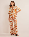 Highbury Linen Trousers-Rust, Paisley Whirl