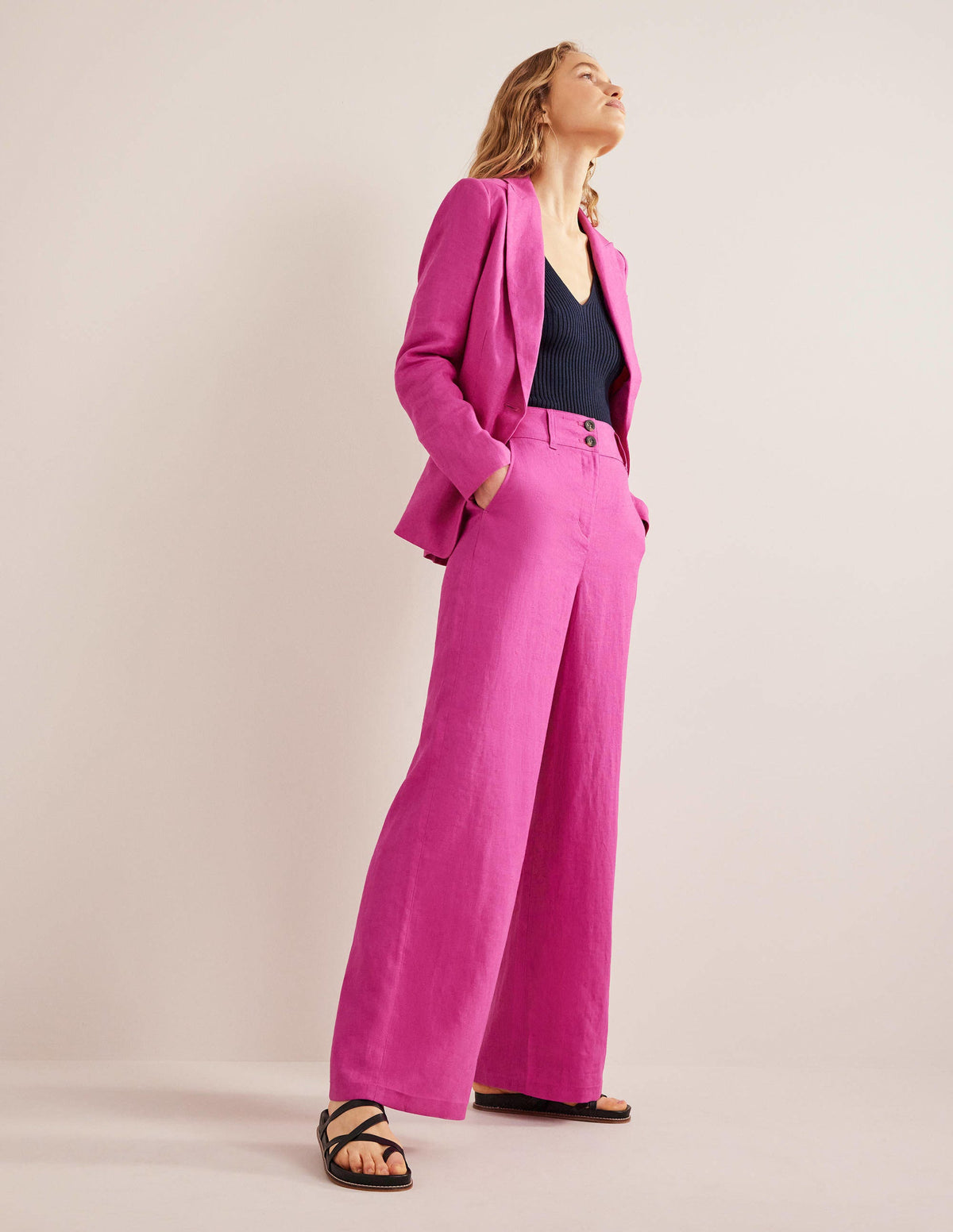 Highbury Linen Trousers-Rose Violet - Image 1